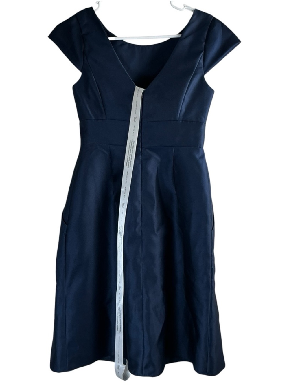 ALFRED SUNG Navy Cap-Sleeve Pleated Midi Dress - Picture 5 of 8